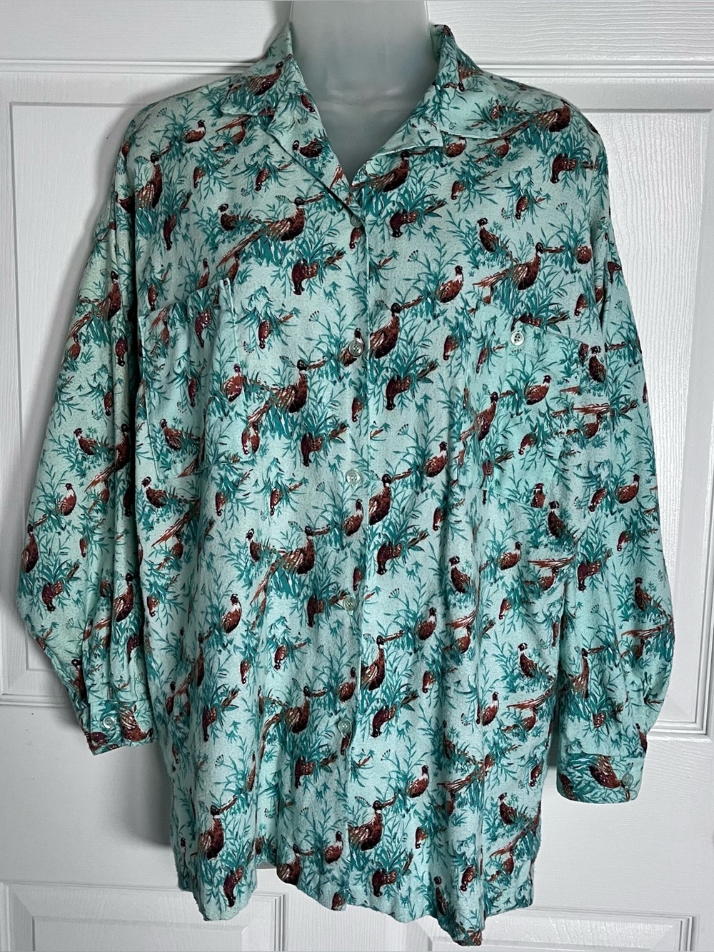 Vintage 80s Avon Fashions Quail Pheasant Bird Shirt Medium